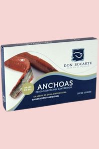 Acciughe del Cantabrico Don Bocarte in olio di oliva, basse in sale (120 gr - 10/12 filetti)