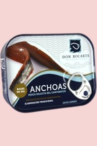 Acciughe del Cantabrico Don Bocarte in olio di oliva, basse in sale (85 gr - 13/15 filetti)