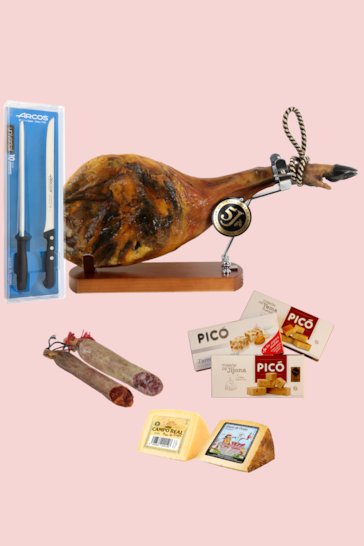 Confezione regalo di Natale con spalla di jamon iberico Moncayo