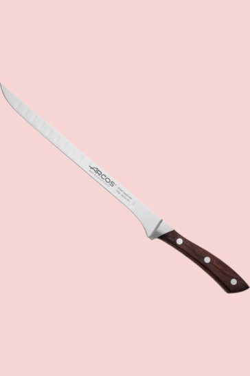 coltello e coltello flessibile base di taglio Supporto per prosciutto Loubren Ham-04 25 cm colore miele per tagliare gambe e paletta di prosciutto Serrano e Iberico 