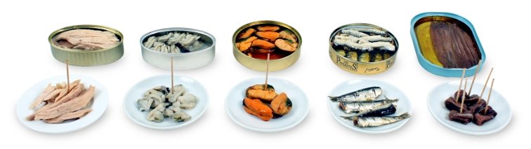 Lattine di conserve, aperte