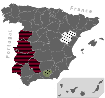 Zone d'elaborazione del Prosciutto in Spagna